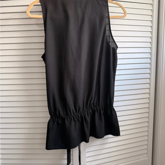 Michael Kors Black Wrap Tie Front Peplum Blouse - Picture 4 of 4